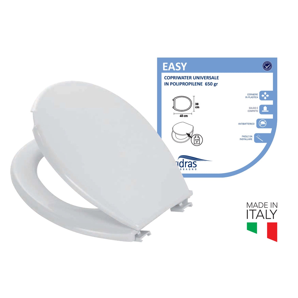 Copriwater tavoletta sedile wc bagno in polipropilene bianco 45x38cm easy