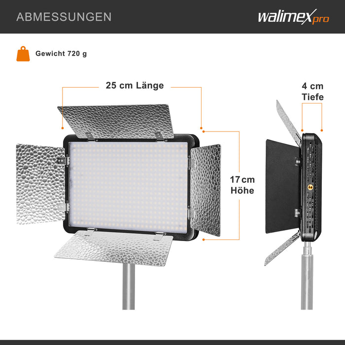 Luce a pannello LED per fotografia 500 Versalight da 32 W, 5600 K, Lampada fotografica con alette per foto e video studio fotografico