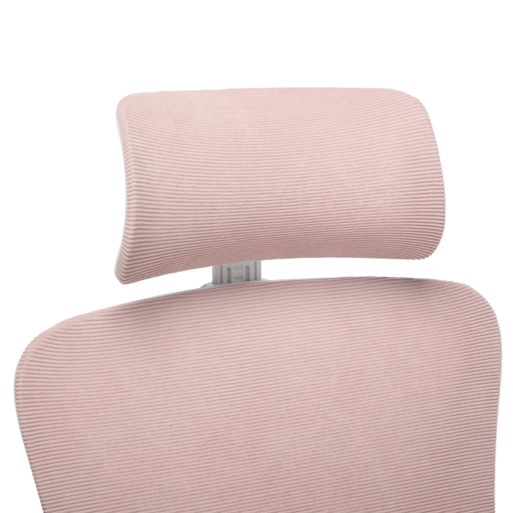 Sedia da ufficio ergonomica in rete con supporto lombare e poggiatesta regolabili, schienale alto, colore rosa