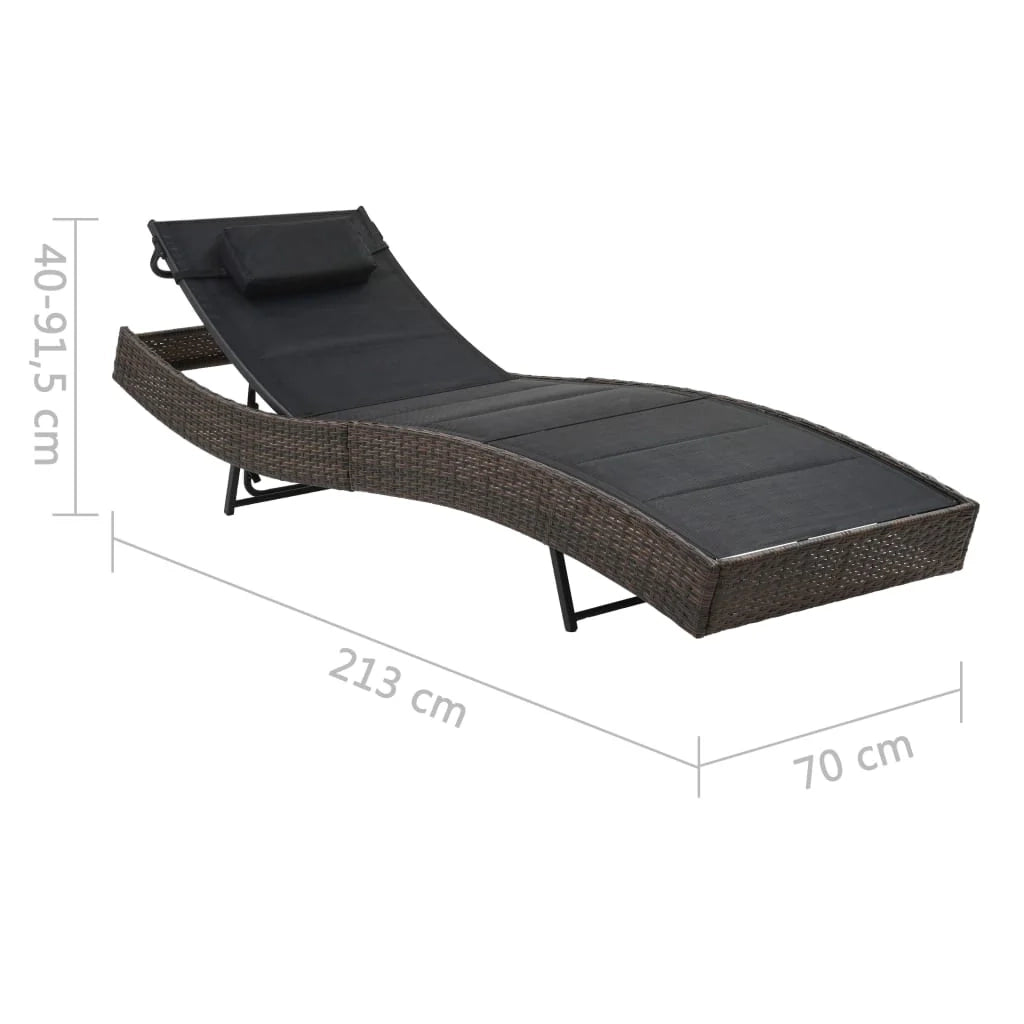 Lettino prendisole sedia a sdraio lettino prendisole letto da giardino mobili da esterno per patio resina intrecciata e textilene marrone 02_0012921