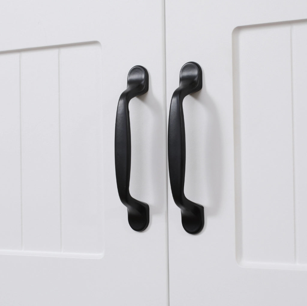 Mobile dispensa da cucina con 4 ante; ripiani regolabili e vano per microonde; bianco