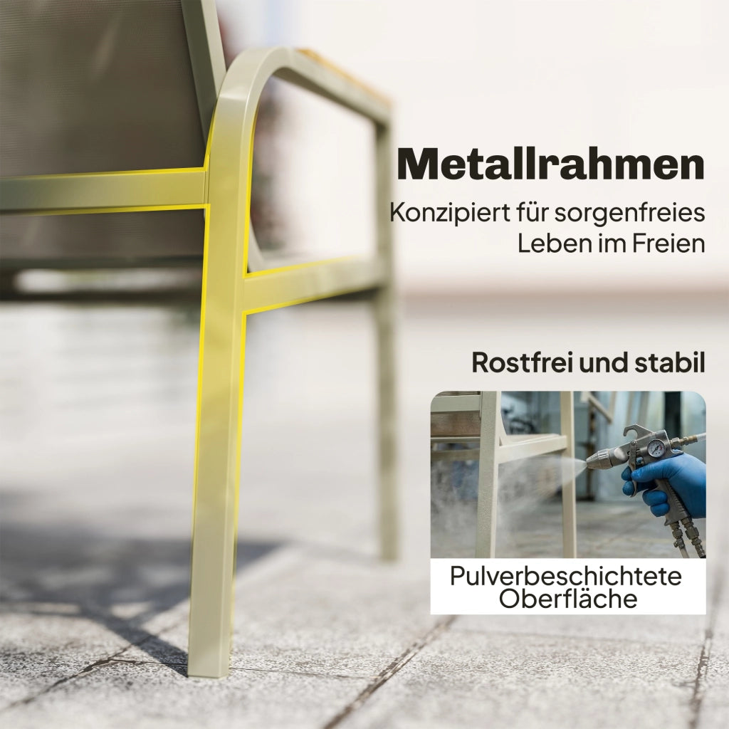 Set da giardino con divano e sedie ¨C zephmum ¨C verde, metallo, 4 pezzi