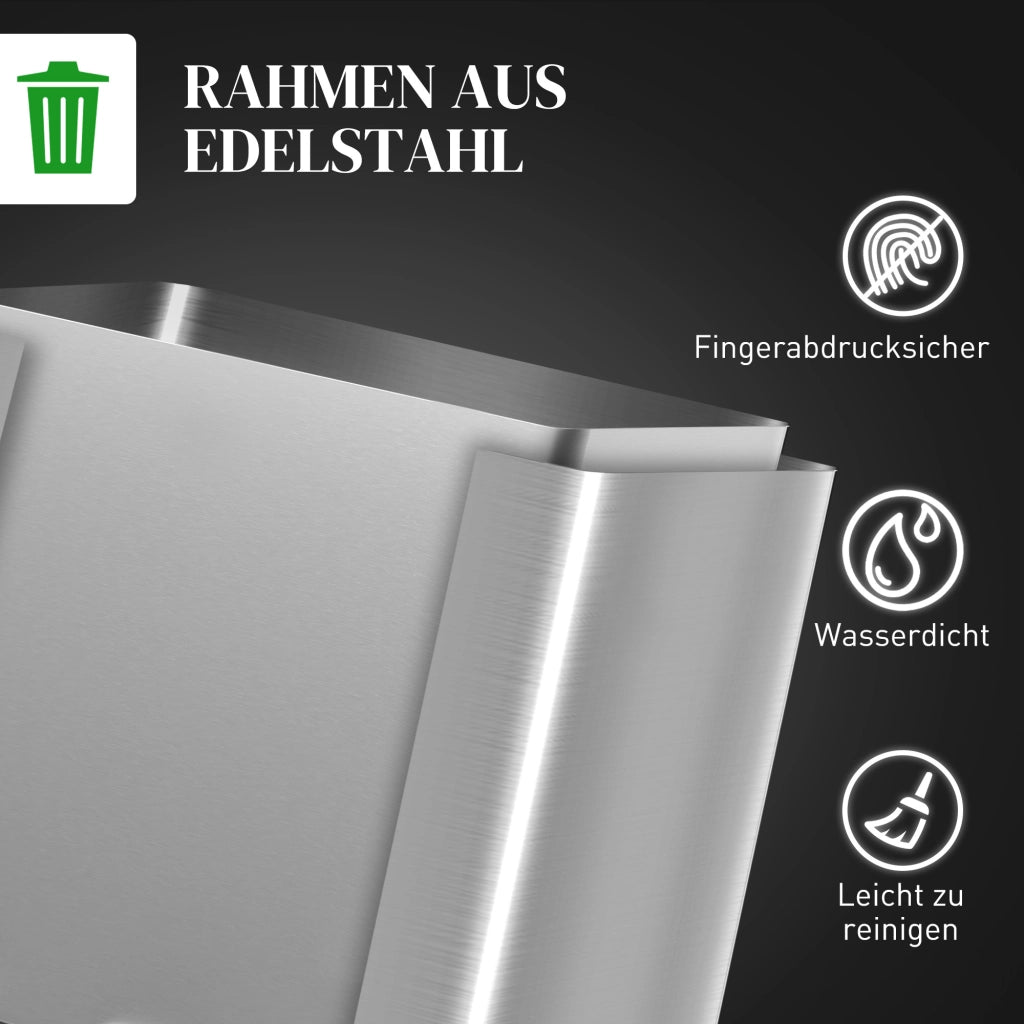 Bidone Rifiuti con Coperchio e Pedale ¨C zephmum ¨C Acciaio Inossidabile 2x20L Argento