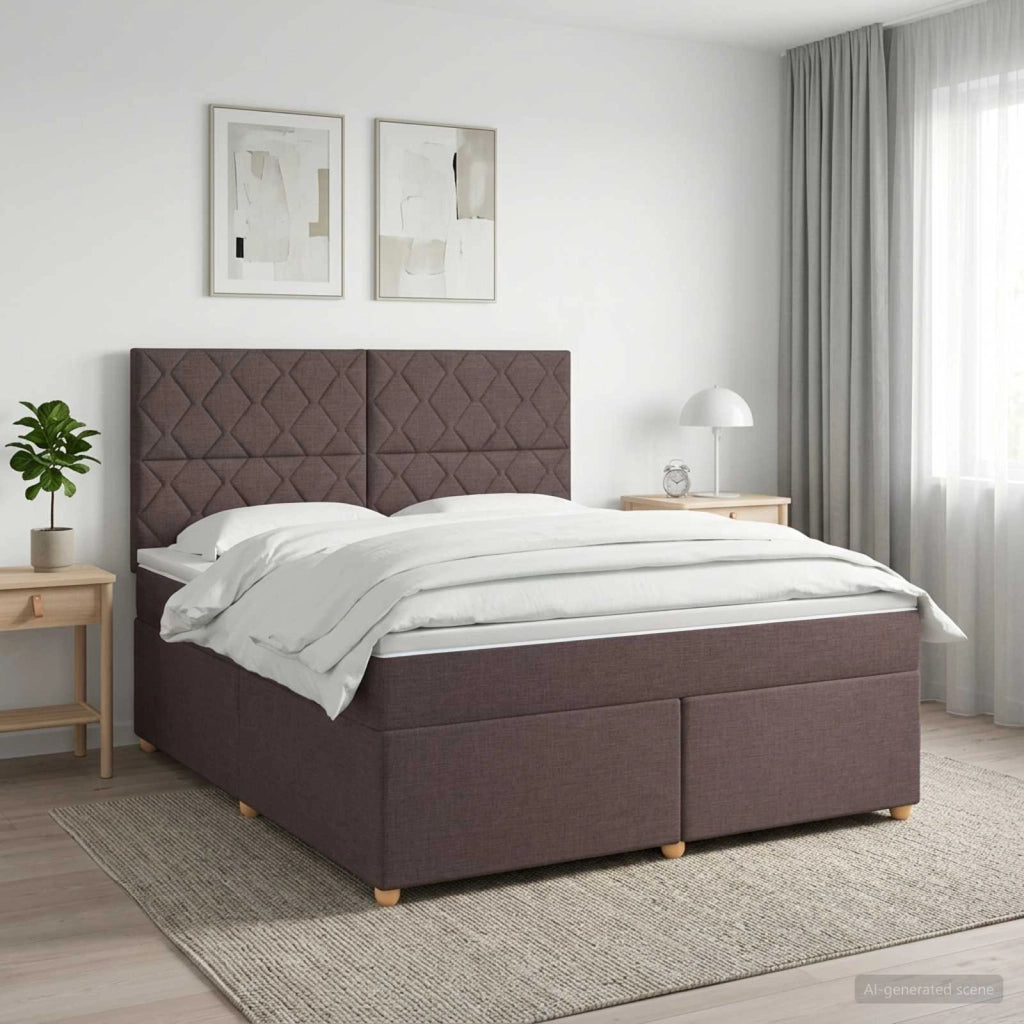 Letto box spring con materasso Marrone Scuro 180 x 200 cm 3453952