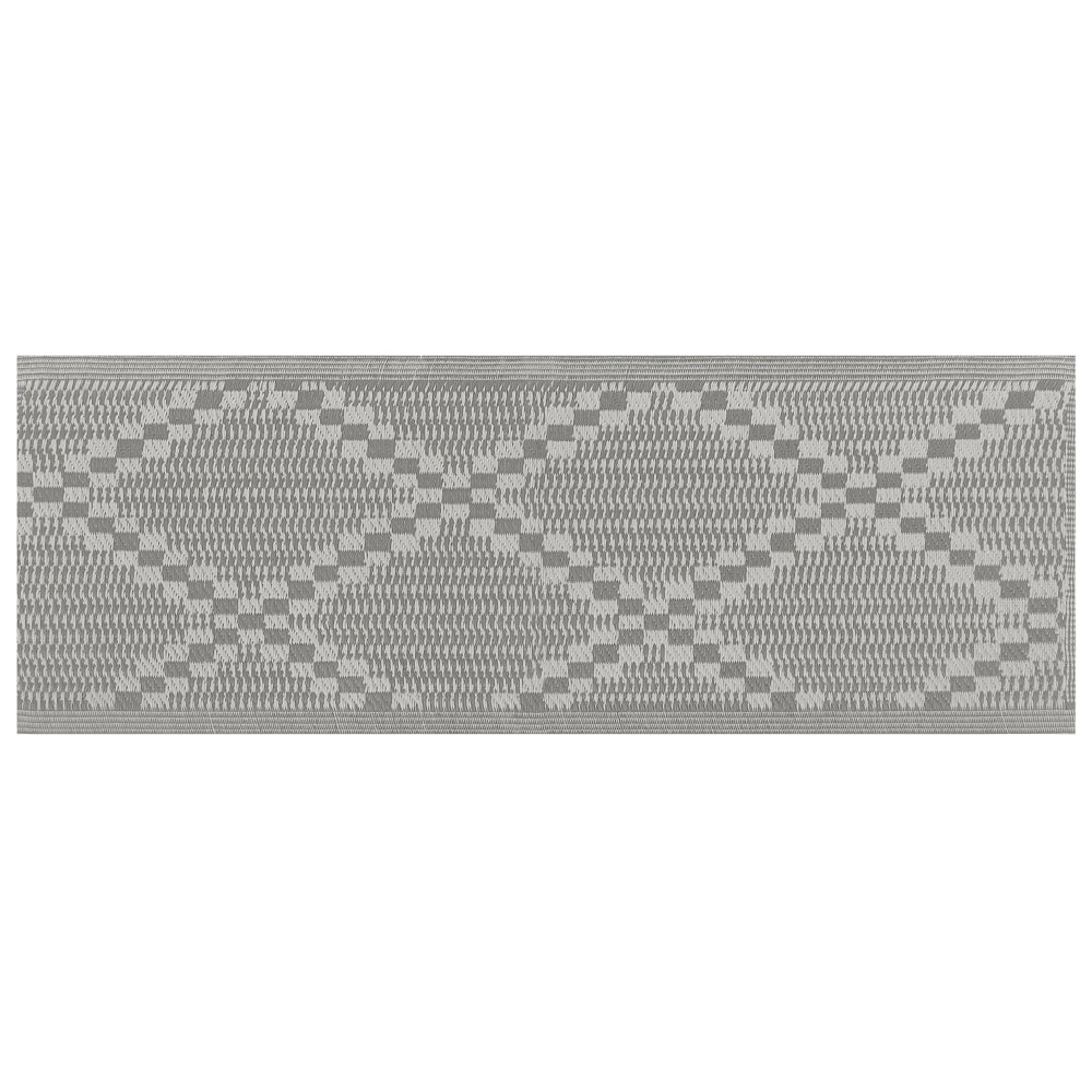 Tappeto per esterni grigio 60 x 105 cm tessuto jacquard patio terrazza soggiorno interno