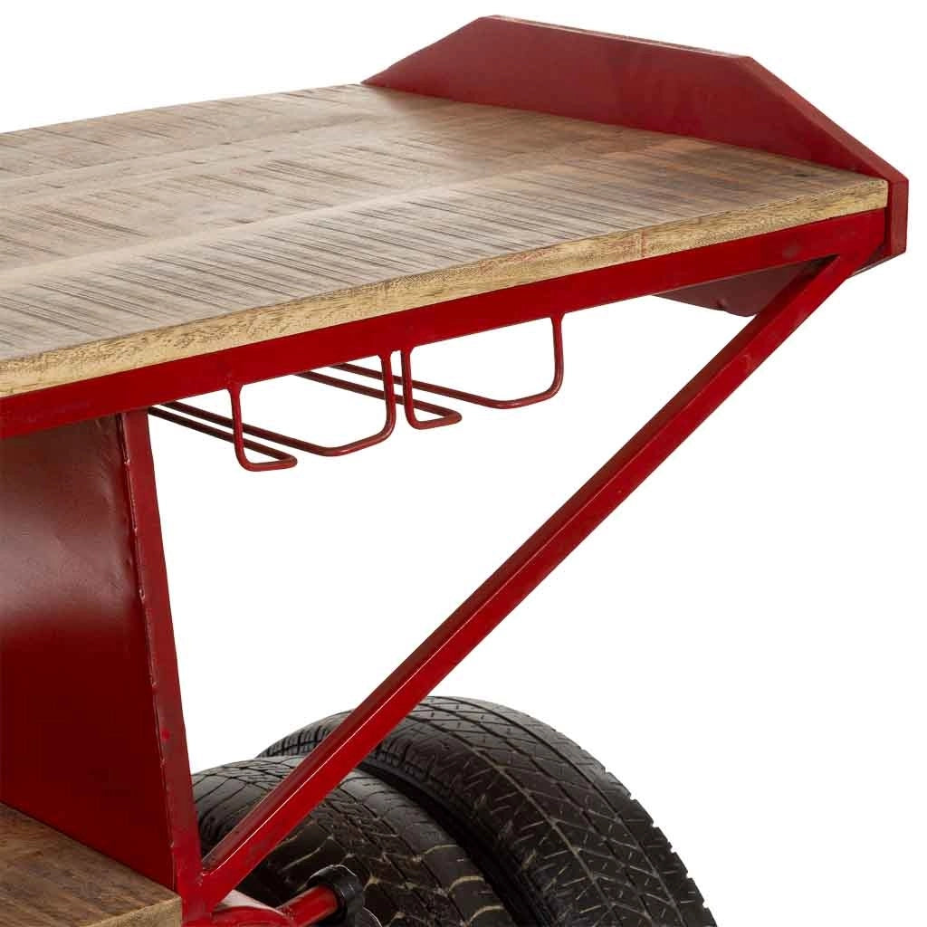 Mobile bar portabottiglie rosso con ruote 160x53x84h cm