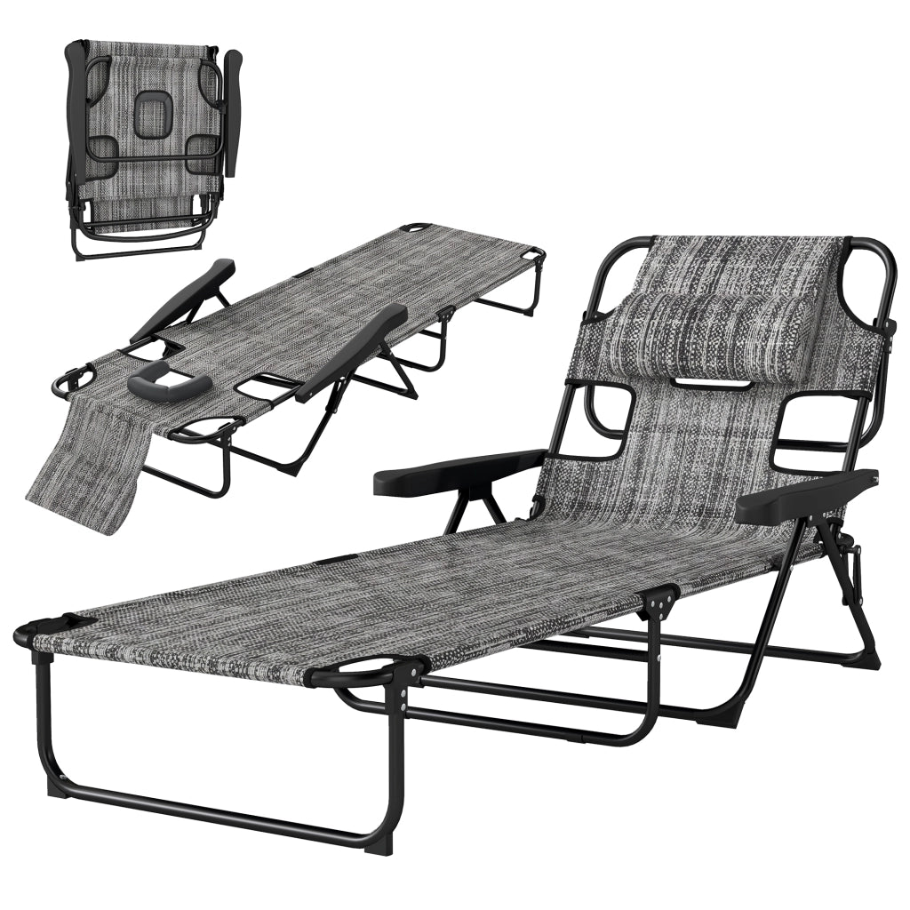 Poltrona da giardino reclinabile pieghevole ¨C zephmum ¨C grigio 145x72x89 cm
