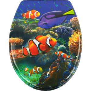 P.m. sedile wc con chiusura automatica, pesci, con abbassamento