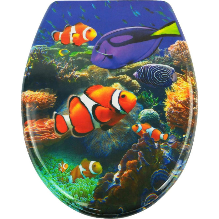P.m. sedile wc con chiusura automatica, pesci, con abbassamento