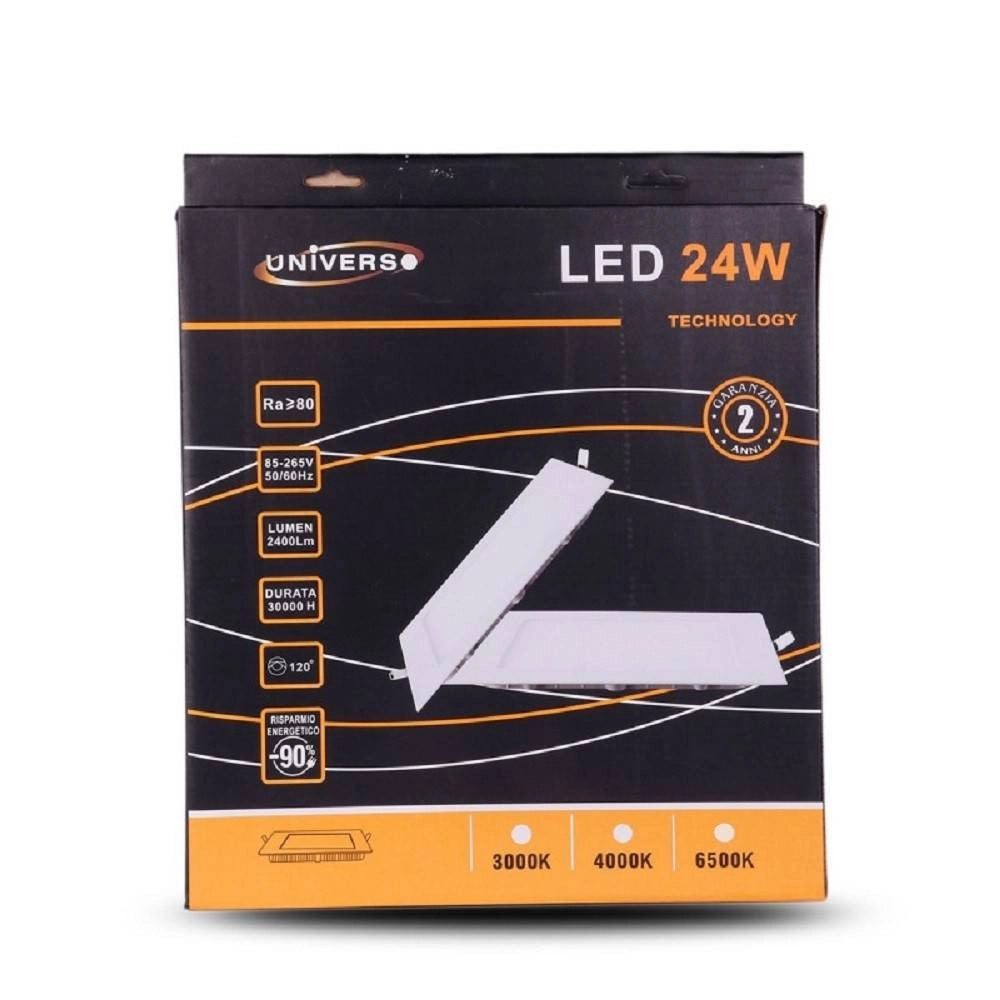 Trade Shop - Pannello Led Slim 24w Incasso Quadrato Luce Bianco Caldo Freddo Naturale P285aq - -bianco Naturale      -