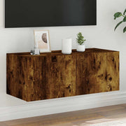 Mobile TV a Parete con Luci LED Rovere Fumo 80x35x31 cmcod mxl 86202