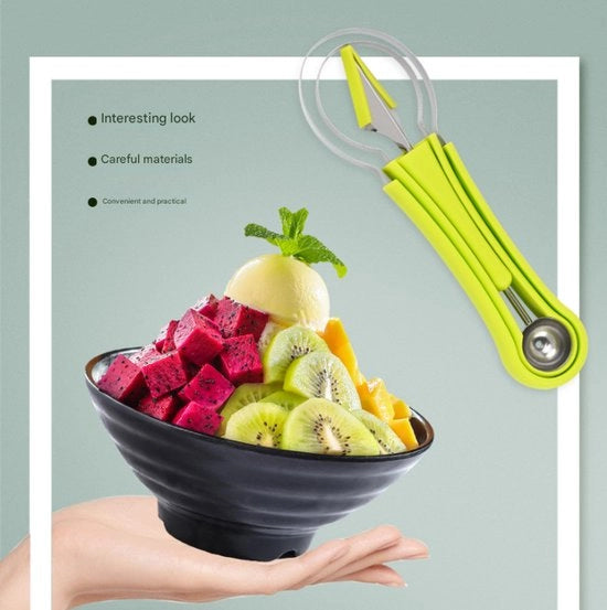 Set di frutta, verde - set completo a 3 in 1 con fruttiera, separatore in acciaio inossidabile, coltello da frutta e set di servizio.