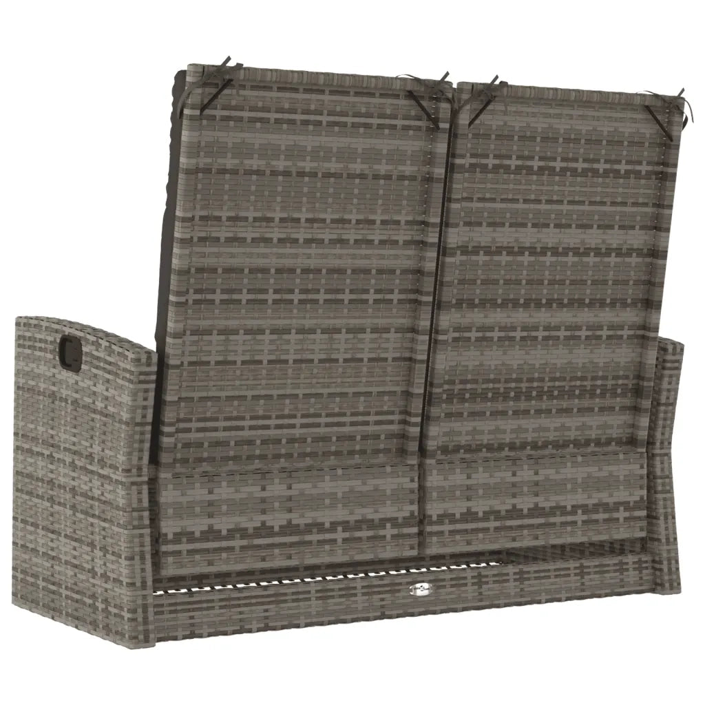 Panca Giardino Reclinabile con Cuscini 118cm Polyrattan Grigio 362186