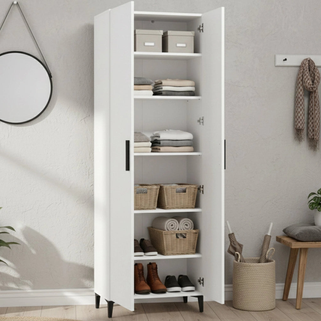 Mobile Portascarpe Ciminna, Scarpiera 5 Ripiani, 67.5x35x195h cm Bianco