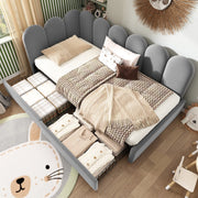 OKWISH Letto Divano 90×190 cm, Letto Singolo con 2 Cassetti e Schienale Imbottito, senza Materasso, in Velluto, Grigio