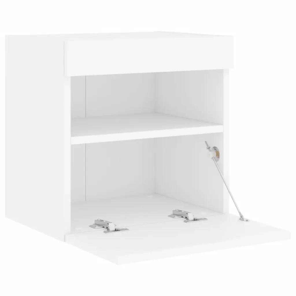 Mobili TV a Parete con Luci LED 2pz | Armadietto TV | Mobile Porta TV Bianchi 40x30x40 cm