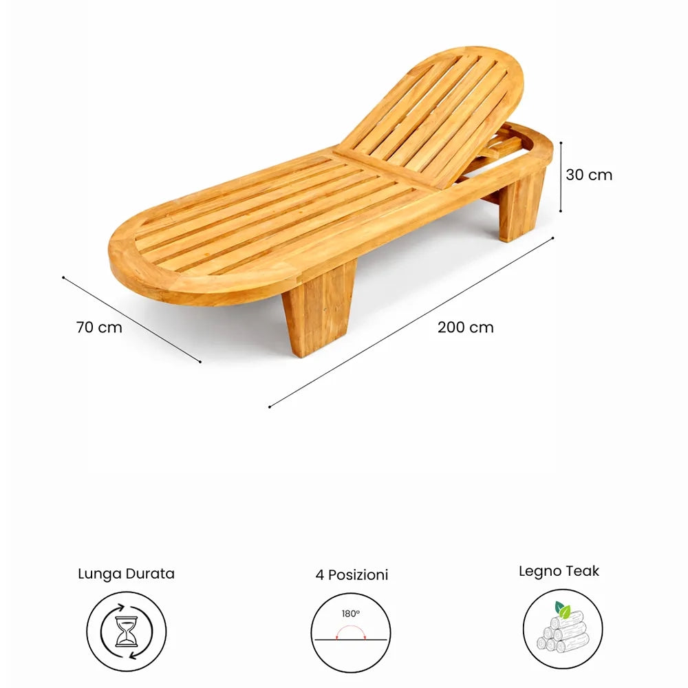 Lettino Ovale con Cuscino in Legno Teak - Sumba