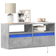 Mobile TV a Parete con Luci LED-Mobile TV a Muro Grigio Cemento 100x31x45 cm 485277