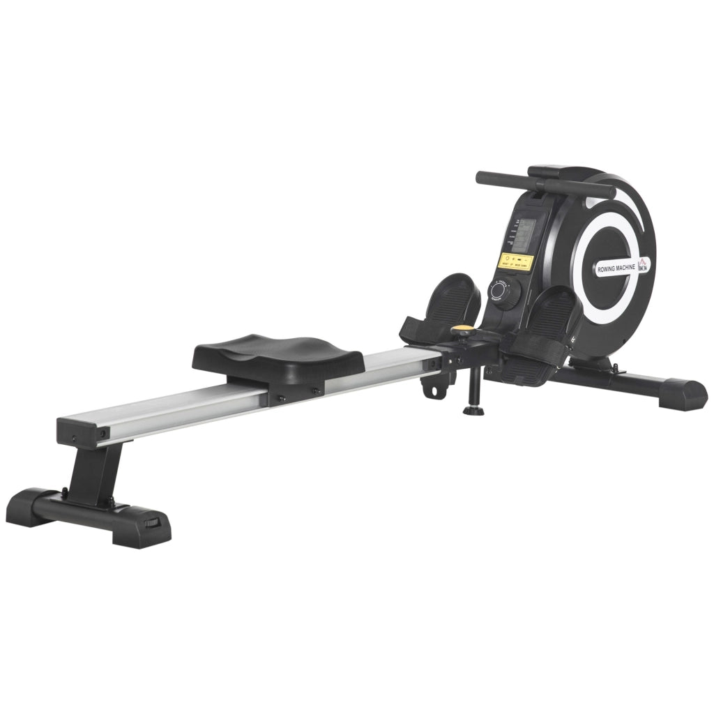 EasyComfort Vogatore Magnetico Pieghevole per Allenamento a Casa, Volano Regolabile su 8 Livelli e Monitor LCD, 185x58x57cm, Nero