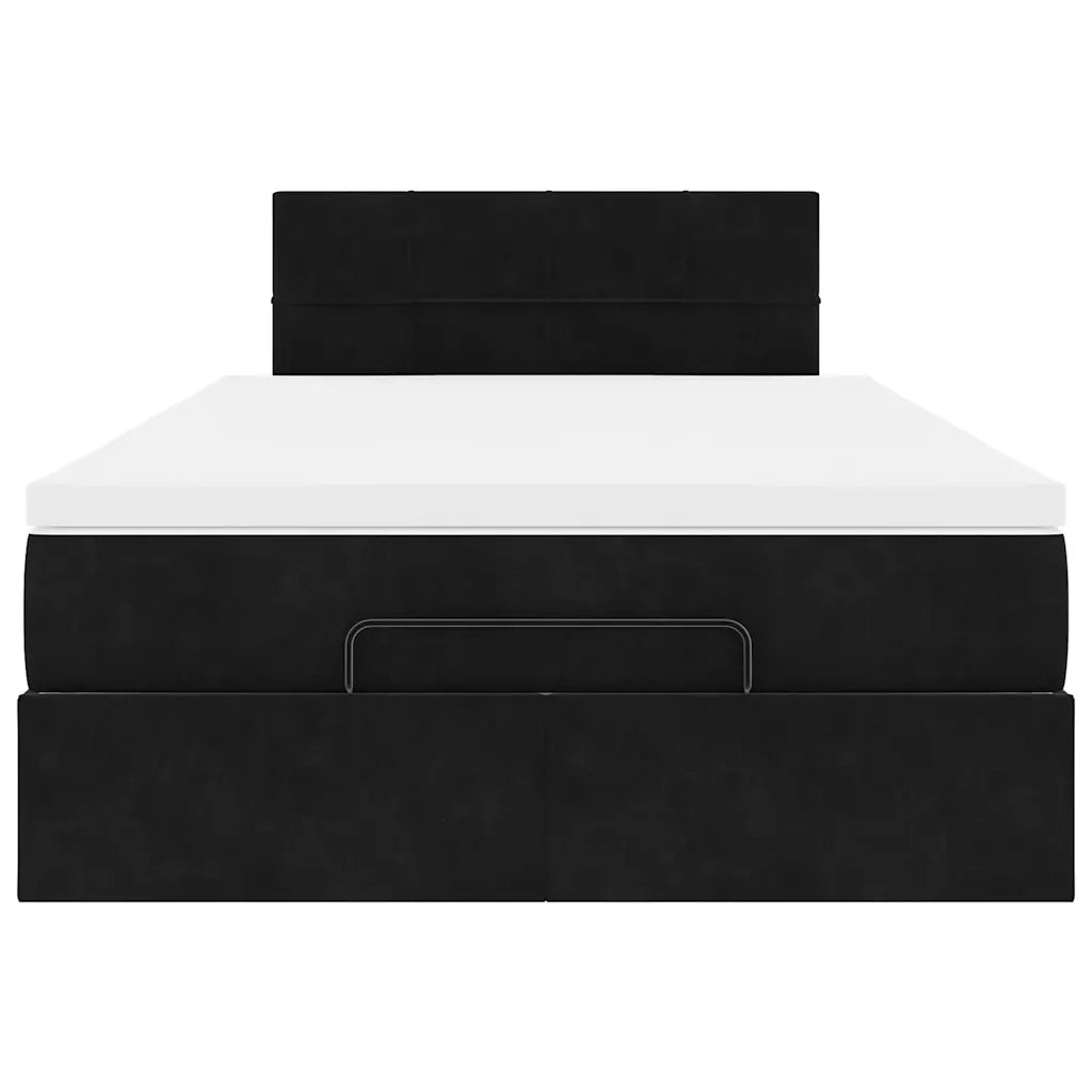 Pouf Letto con Materasso Nero 120x190 cm Velluto