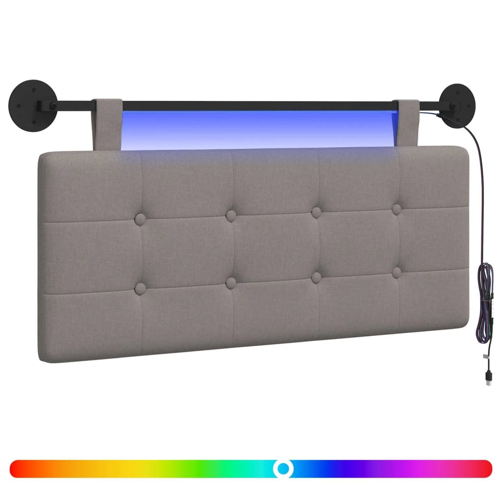 Testiera | Testata sospesa Con luce LED Tortora Tessuto