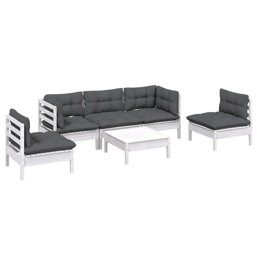 Set Divani da Giardino 6 pz con Cuscini Legno Massello di Pino cod mxl 44378
