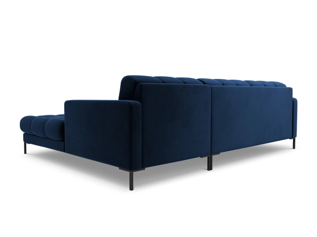 Cosmopolitan Design - Divano angolare destro "Bali" 5 posti in velluto blu reale 