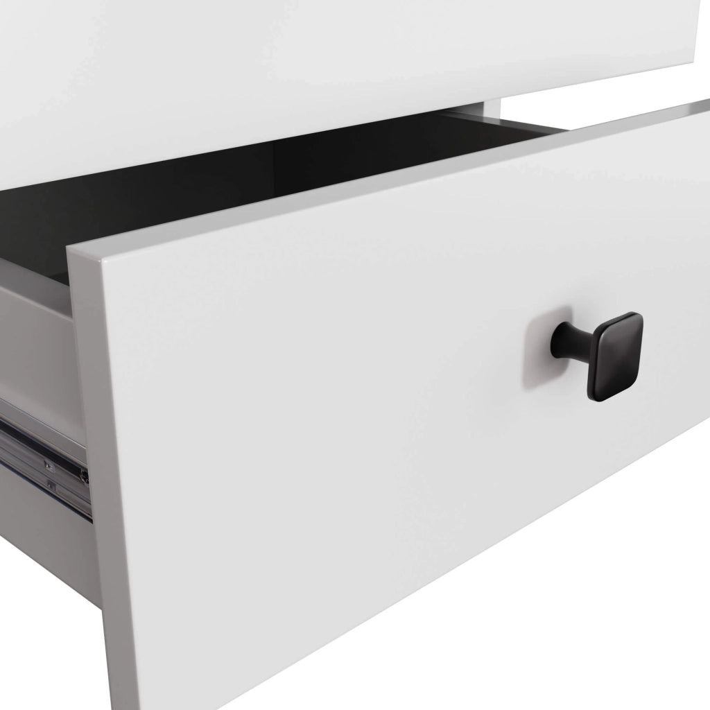 Comodino AKORD MOBI color bianco con 2 cassetti L40 x H43 x P37 cm