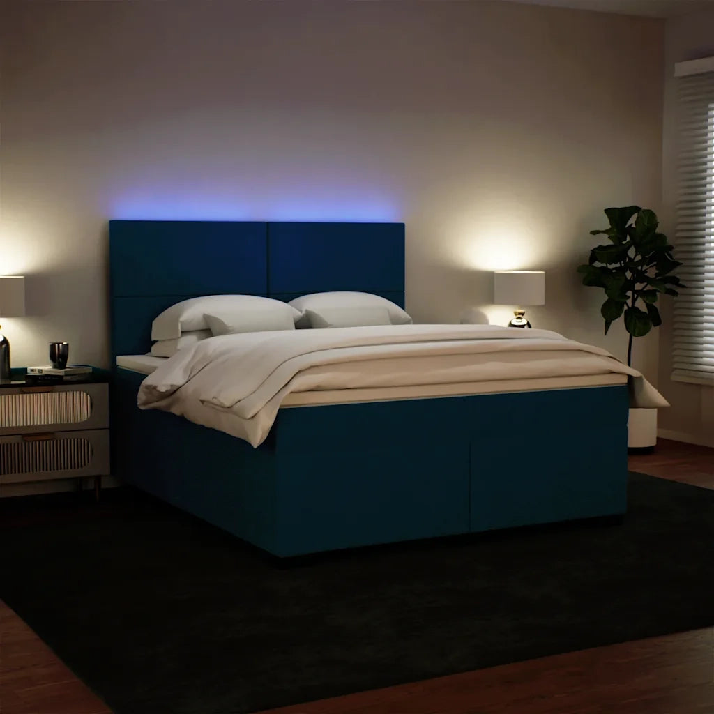 Giroletto a Molle con Materasso Blu 180x200 cm in Velluto