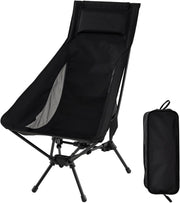 Sedia da Campeggio Portatile, Sedia Ergonomica Pieghevole da Zaino con Schienale Alto, Braccioli, Cusino e Borsa da Trasporto, Poltrona da Esterno per Spiaggia e Picnic, Portata 150 kg