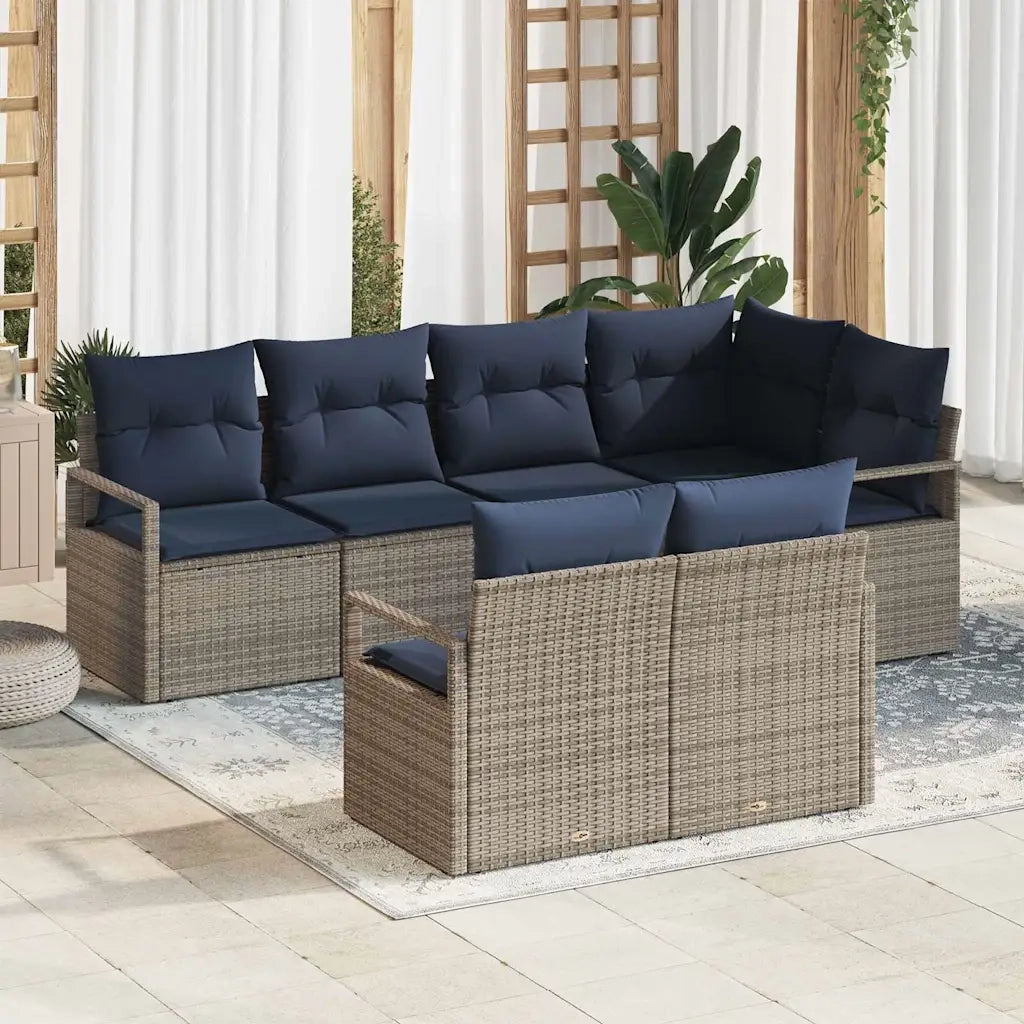 Set di divani 7 pcs Grigio polyrattan