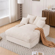 Méridienne in tessuto effetto corda con quattro cuscini rimovibili e supporto ergonomico beige 135 × 165 × 58 cm