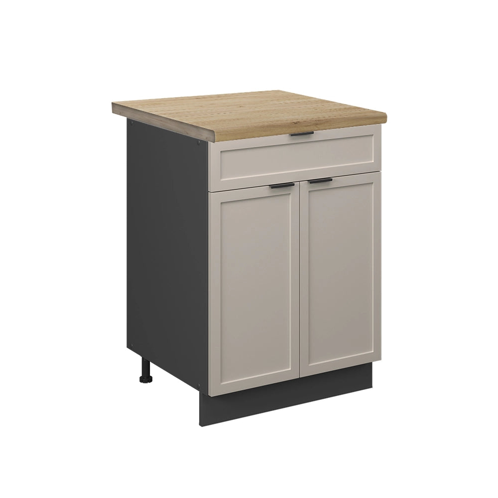 Mobiletto base per cucina Fame-Line GrigioBeige/Antracite 60 cm con cassetto, PL Rovere Vicco