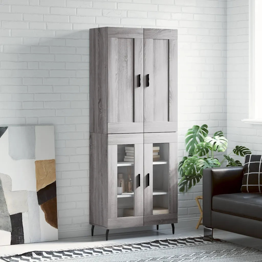 vidaXL Credenza Grigio Sonoma 69,5x34x180 cm in Legno Multistrato