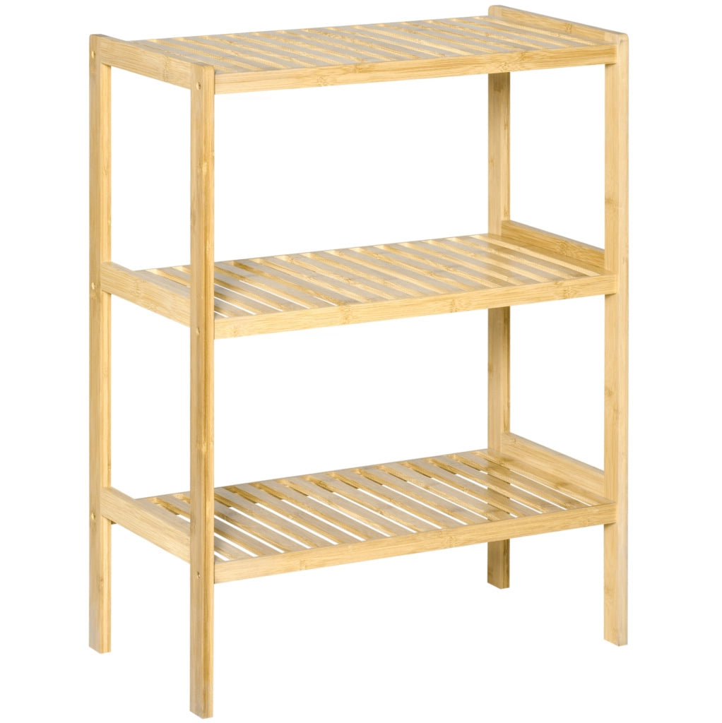 Scaffale portaoggetti 62x33x80 cm naturale in bambù, 3 ripiani