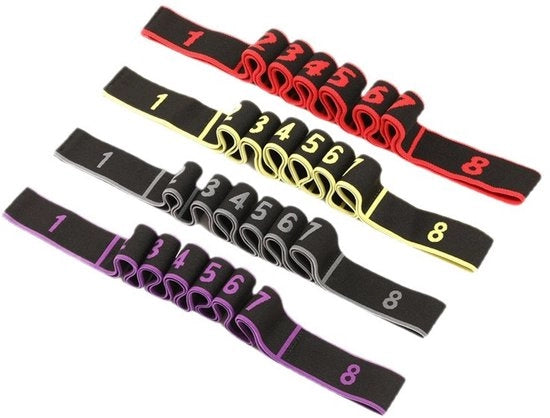 Set di 4 cinture elastiche digitali per yoga, stretching e fitness, esercizi di allungamento eleganti, cinture regolabili per lo stretching e la formazione del corpo.