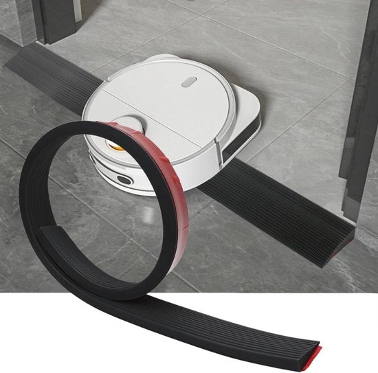Rampa per Robot aspirante, Rampina in gomma e Profili di transizione autoadesivi - Nero, 5 cm x 1 cm x 2 m, Ideale per i gradini e l'accessibilità