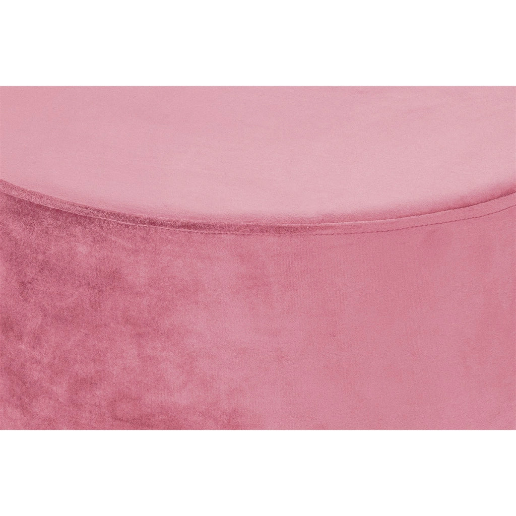 Pouf Rotondo Nano in Velluto Rosa Antico e Oro