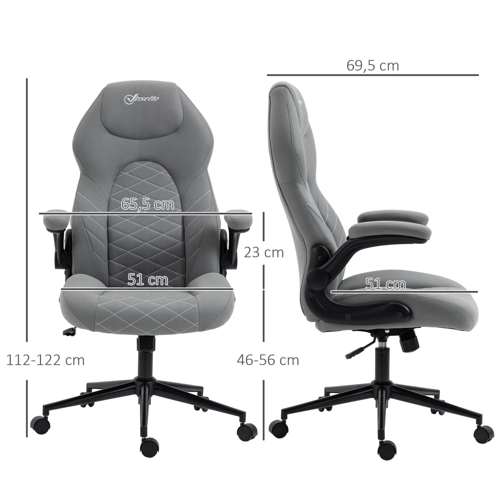 Sedia da Ufficio Regolabile ¨C Xylo ¨C Schienale Alto, Braccioli Pieghevoli, Grigio Chiaro