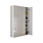 Mobile Portascarpe Spessa, Scarpiera 12 Ripiani, 126x35x186h cm Bianco Lucido