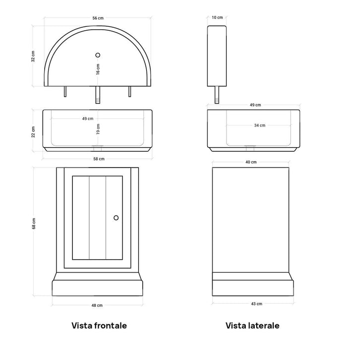 Lavello da Giardino Senza Rubinetto in Cemento e Calcestruzzo Elba Nocciola