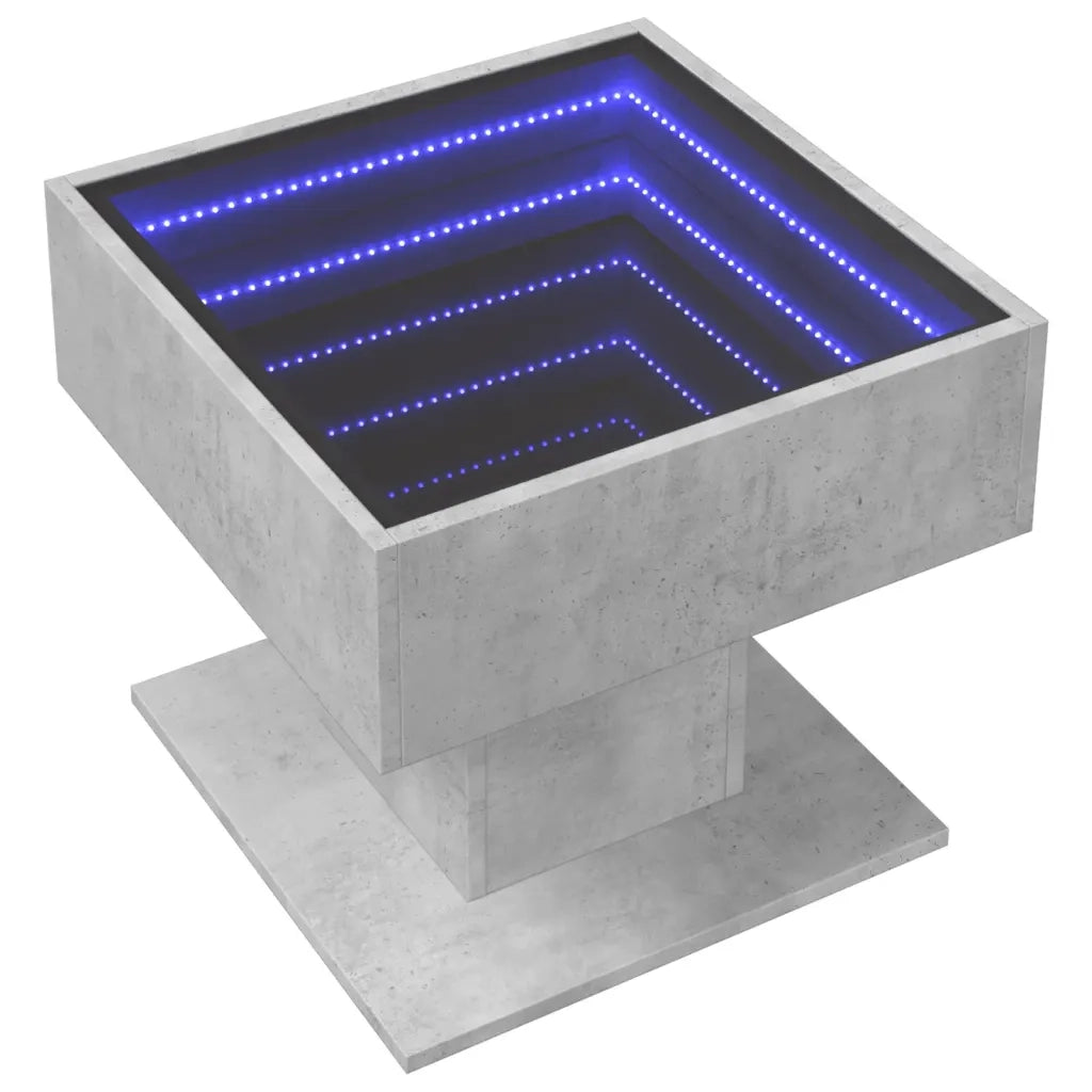Tavolino salotto | Tavolino da caff¨¨ | Tavolino da Soggiorno con LED Grigio Cemento 50x50x45 cm Multistrato