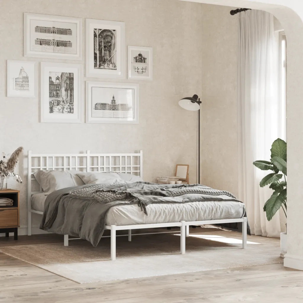 Giroletto con Testiera-Struttura Letto con testiera Metallo Bianco 140x200 cm 161405