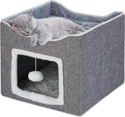 Matrice da gatto per grattare con due cuscini pieghevoli grigio - Dimensioni 32 x 40 x 40 cm
