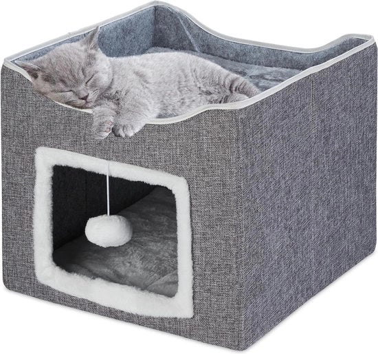 Matrice da gatto per grattare con due cuscini pieghevoli grigio - Dimensioni 32 x 40 x 40 cm