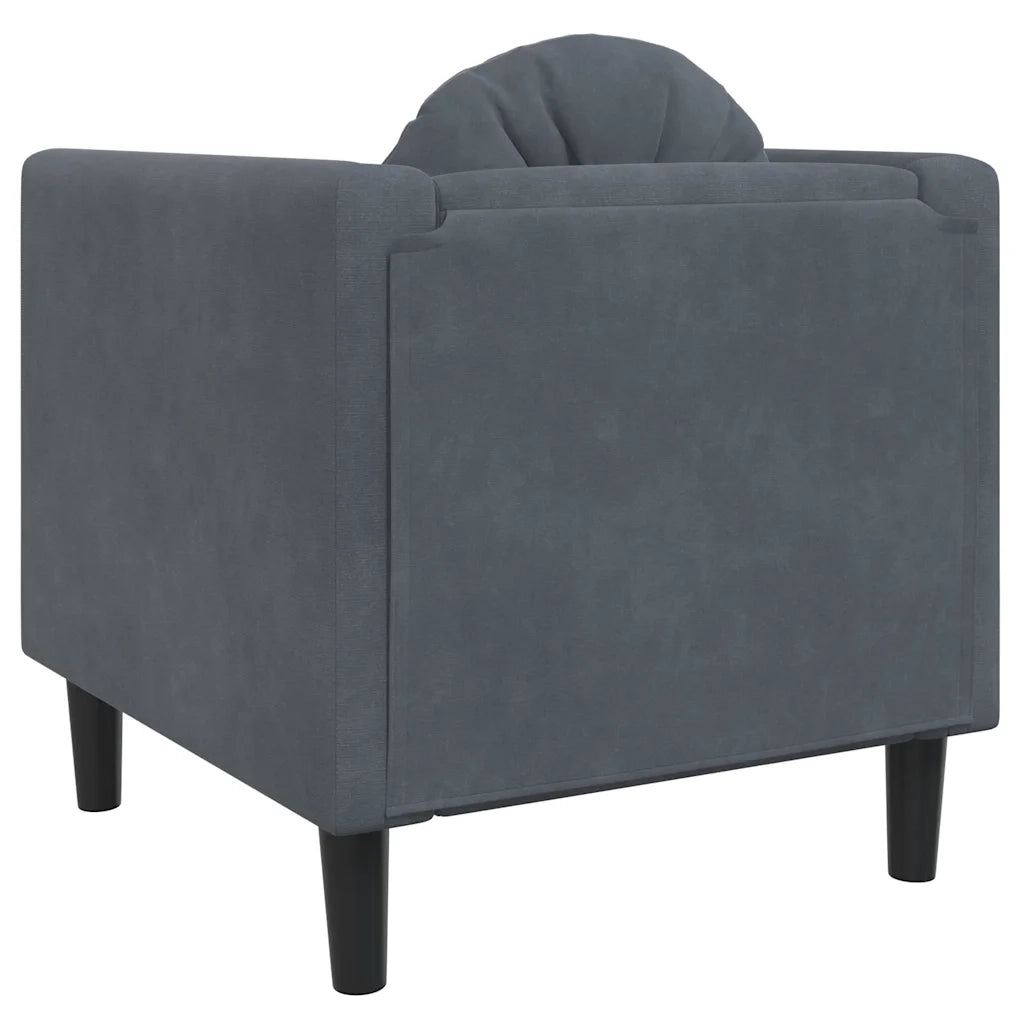 Divano Sedia-Poltrona con Cuscino Grigio Scuro in Velluto