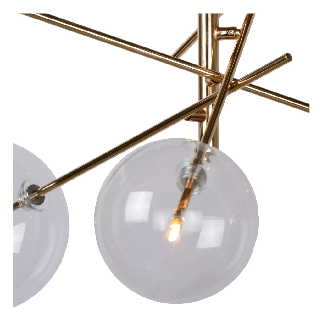 Lampadario Alara Lucide ottone vetro fumé Ø72cm 6xG4
