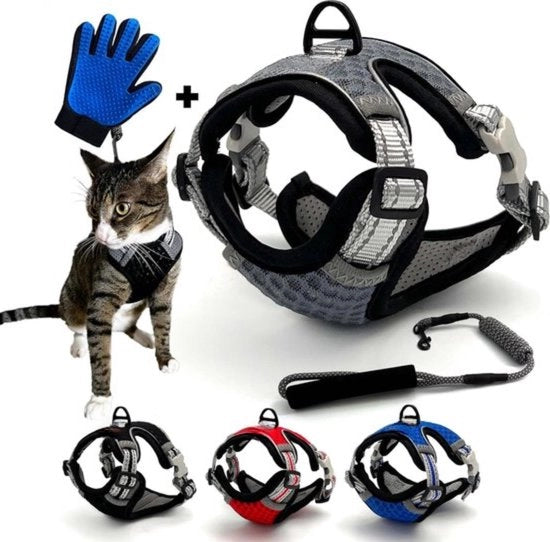 Harnas Riflettente Anti-Scivolamento per Cani - Adattabile - Adatto per Gatti e Cani - Taglia S