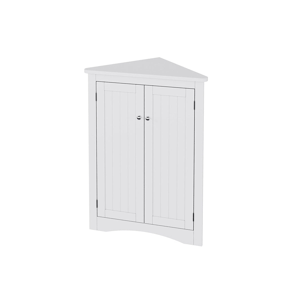 Armadio angolare per bagno - Xylo - 61,5 x 90 cm - Bianco - 2 ante, 3 ripiani, MDF laccato