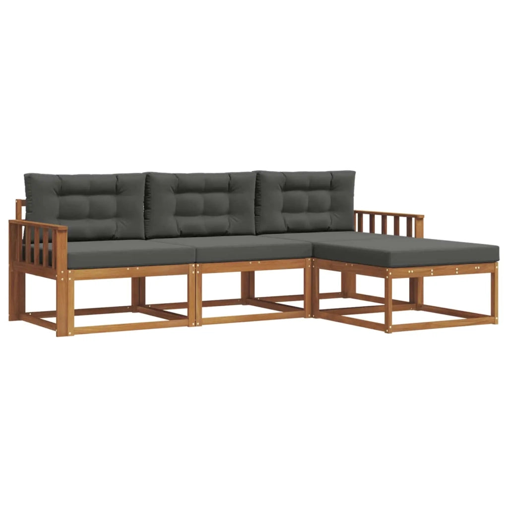 Set di divani da esterno con cuscino 4 pcs Naturale e Antracite 3367400
